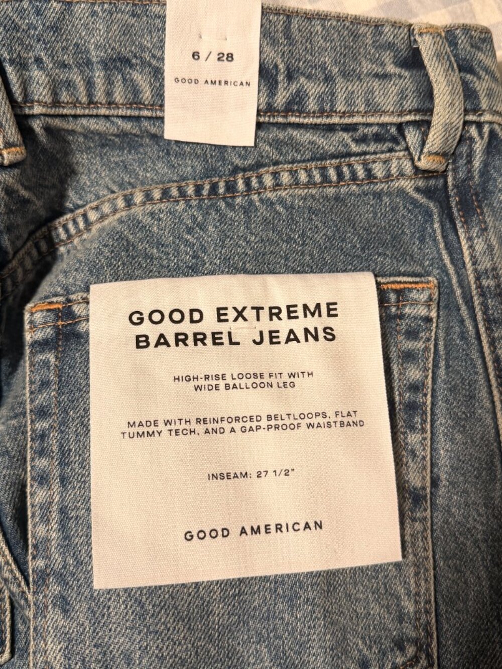 NWT Good American Good Extreme Barrel Jeans High Rise Wide Loose Indigo Sz 6/28 - Picture 3 of 3
